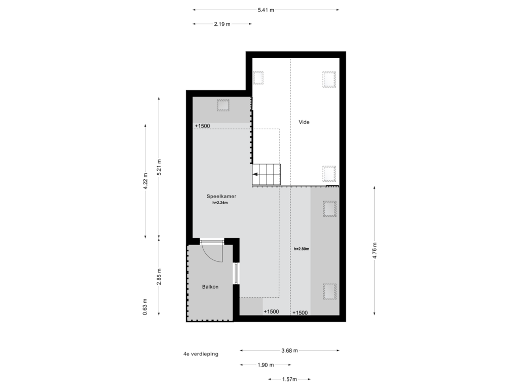 Bekijk plattegrond van 4e verdieping van Grevelingenstraat 9-2