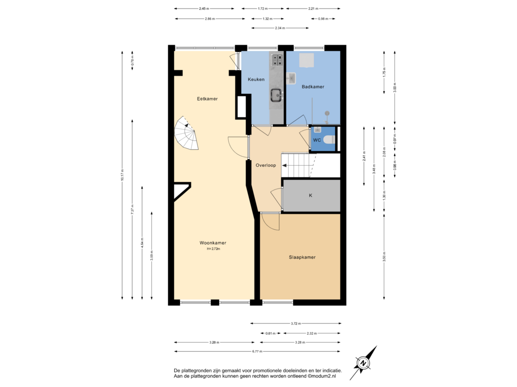 View floorplan of 2e Verdieping of Van Ruysbroekstraat 119