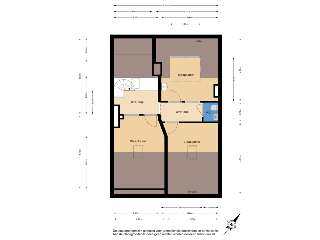 View floorplan of 3e Verdieping of Van Ruysbroekstraat 119