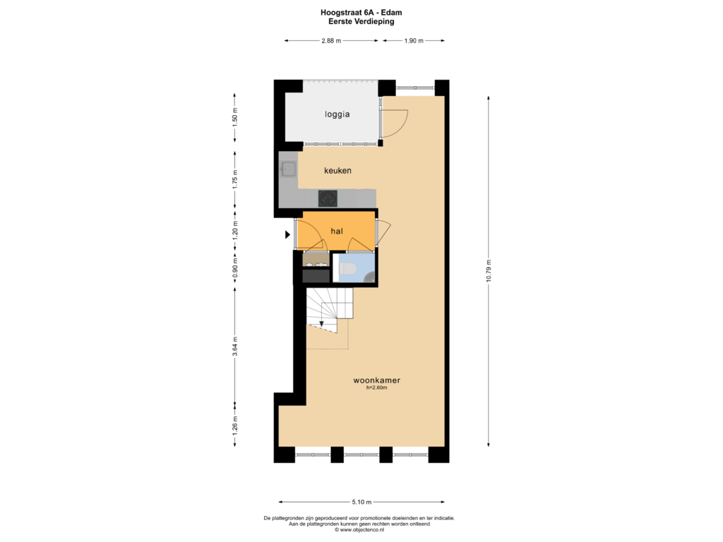 Bekijk plattegrond van EERSTE VERDIEPING van Hoogstraat 6-A