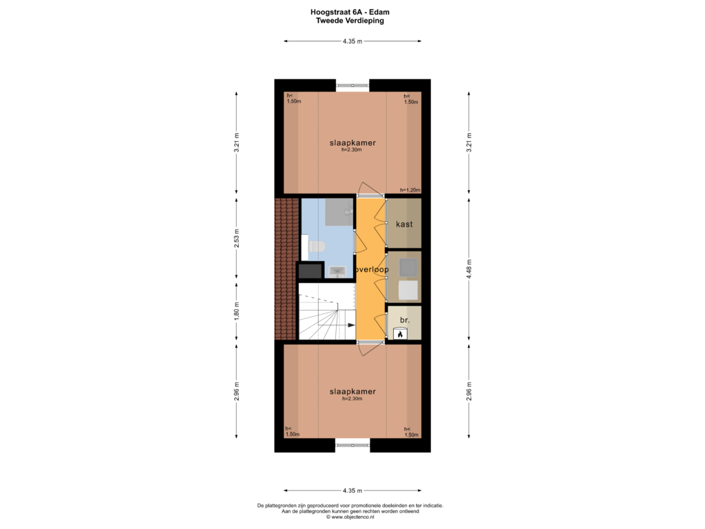 Bekijk plattegrond van TWEEDE VERDIEPING van Hoogstraat 6-A