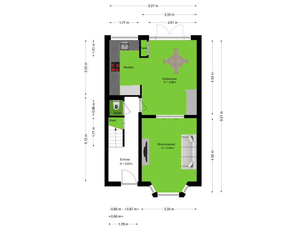 View floorplan of Begane grond of Dr. van Campenstraat 36