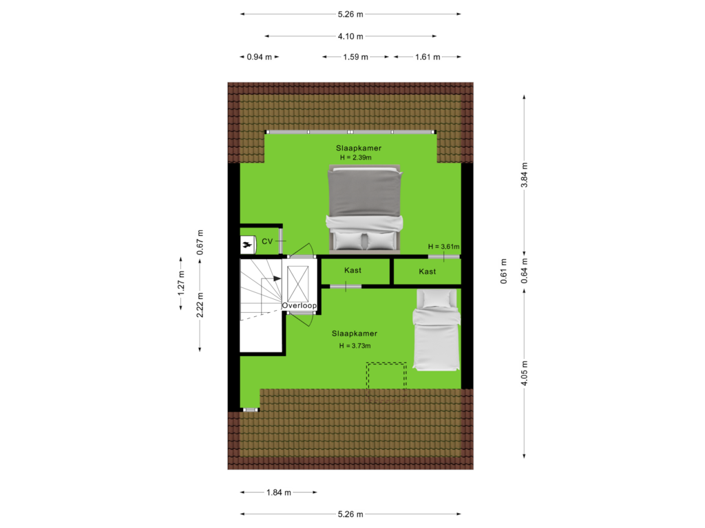 View floorplan of Tweede verdieping of Dr. van Campenstraat 36