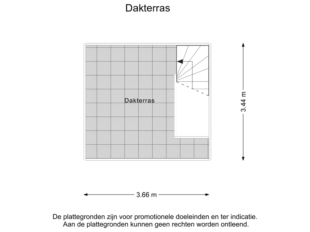 View floorplan of Dakterras of Ten Katestraat 14-4