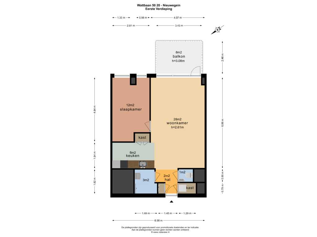 Bekijk plattegrond van EERSTE VERDIEPING van Wattbaan 50-20