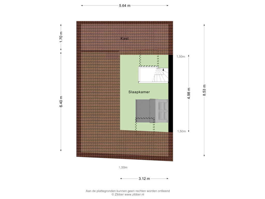 View floorplan of Derde Verdieping of Huijbergsestraat 10