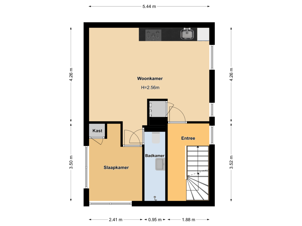 Bekijk plattegrond van Floor 1 van Czaar Peterstraat 138-3