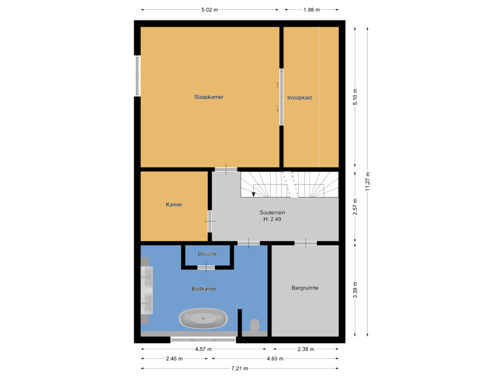 View floorplan of Souterrain of Nieuwe Bussummerweg 182