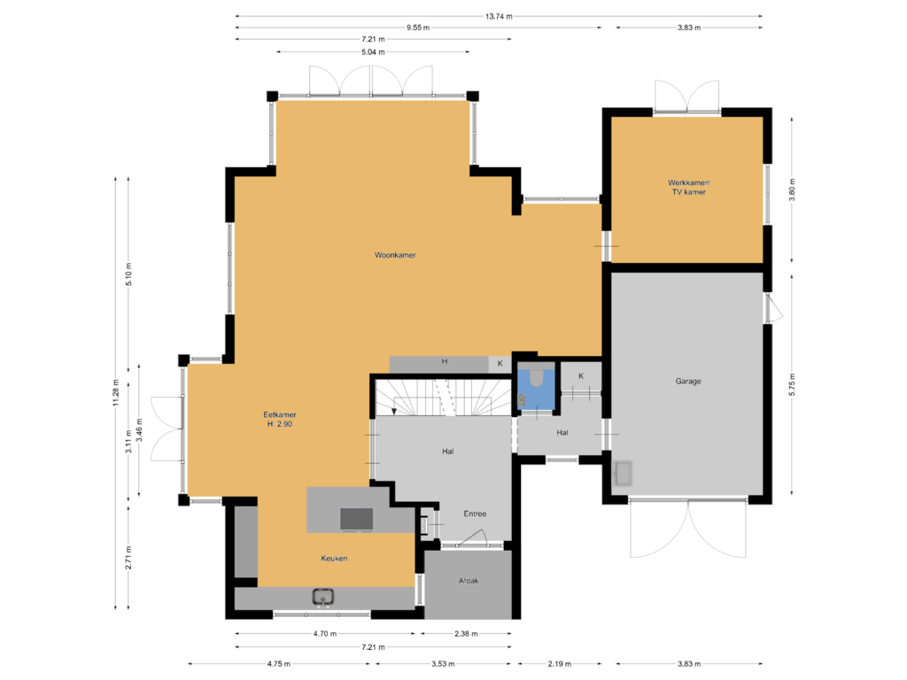 View floorplan of Begane grond of Nieuwe Bussummerweg 182