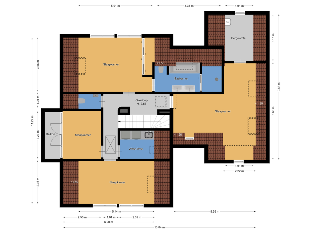 View floorplan of Eerste verdieping of Nieuwe Bussummerweg 182