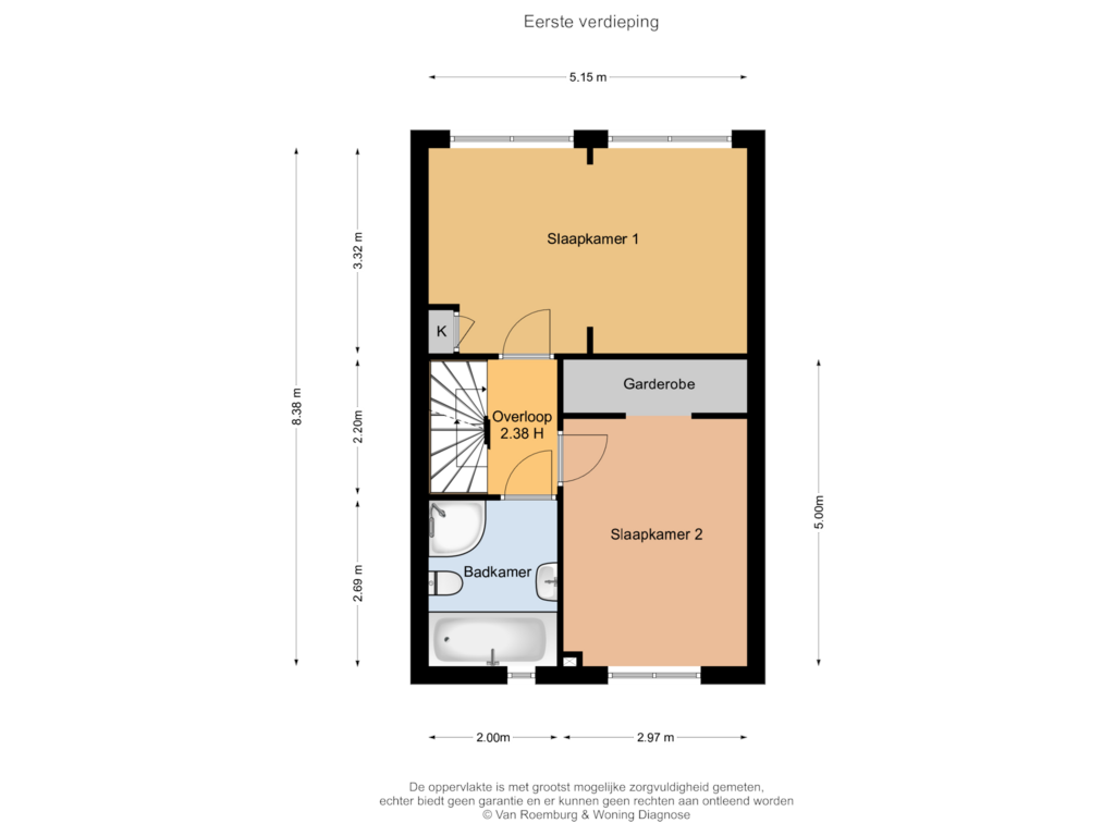 Bekijk plattegrond van Eerste verdieping van Wethouder van Damlaan 46-A