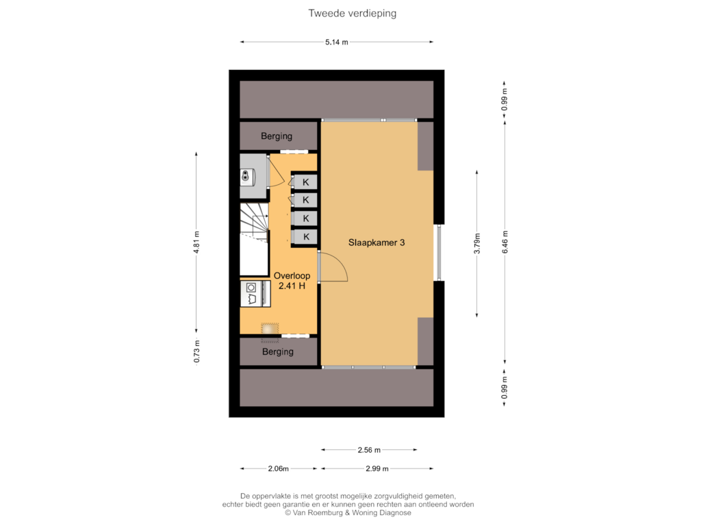 Bekijk plattegrond van Tweede verdieping van Wethouder van Damlaan 46-A