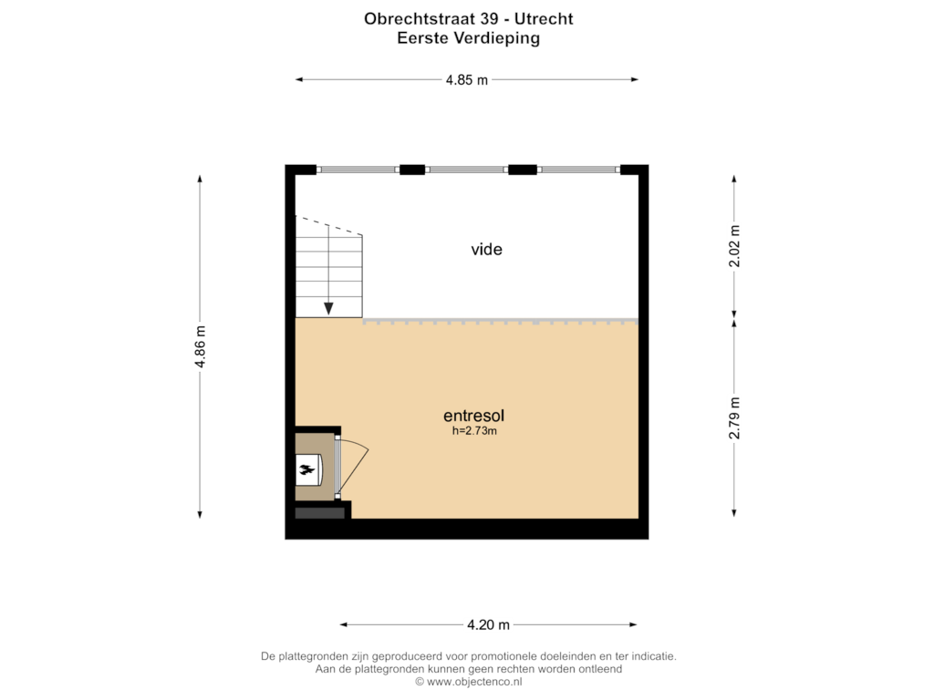 Bekijk plattegrond van EERSTE VERDIEPING van Obrechtstraat 39