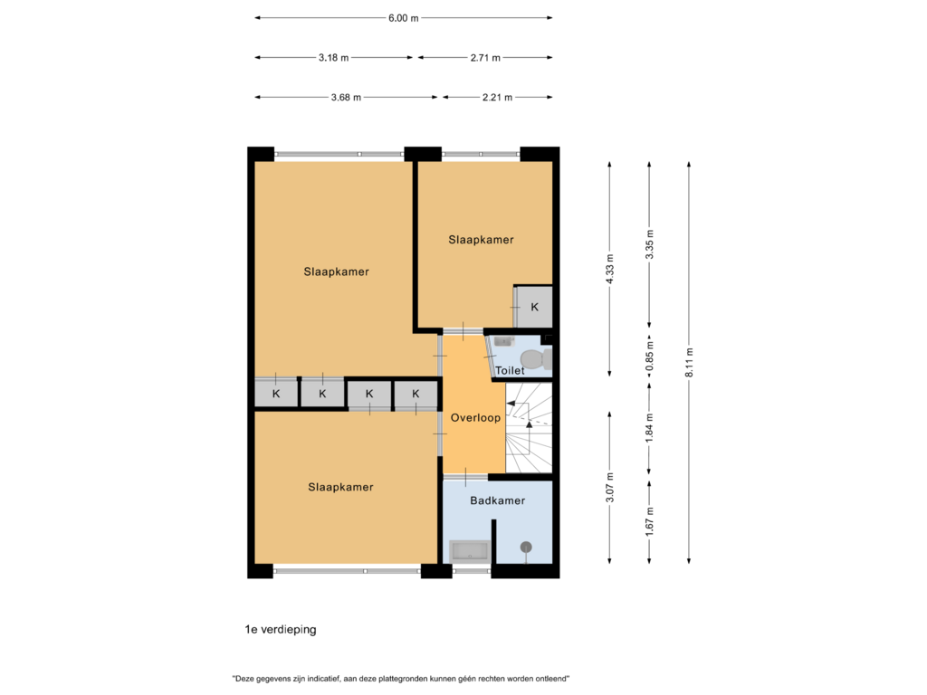 Bekijk plattegrond van 1e verdieping van Gondellaan 29