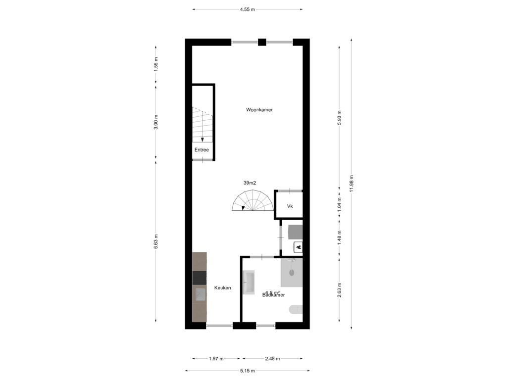 Bekijk plattegrond van Begane grond van Haarstraat 19