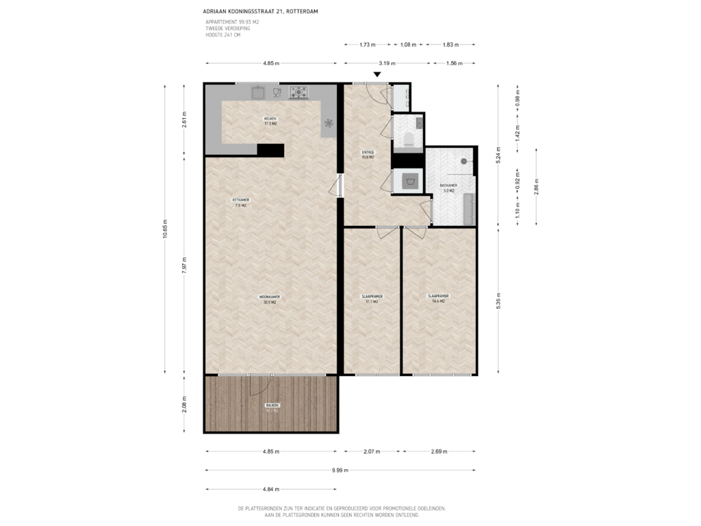 Bekijk plattegrond van 2e Verdieping van Adriaan Kooningsstraat 21