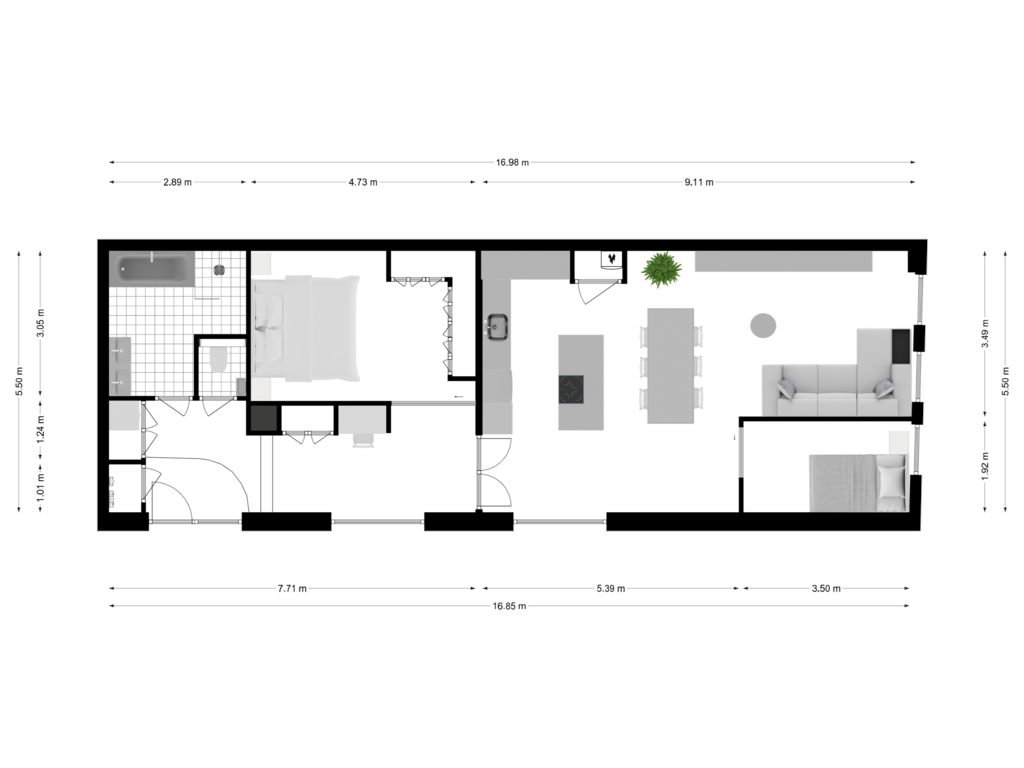 View floorplan of Begane grond alternatief of Entrepotdok 65