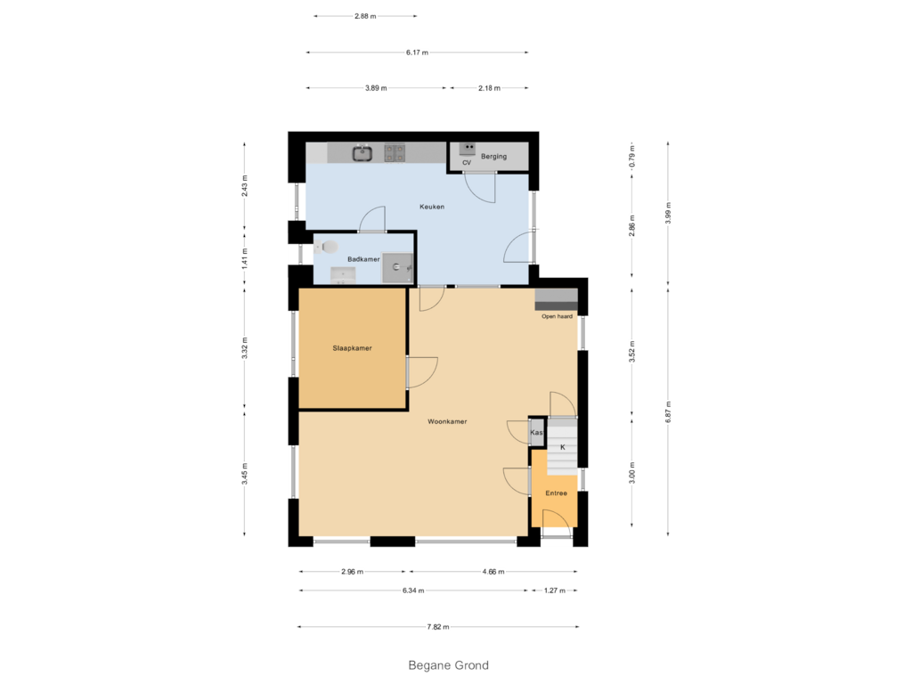 Bekijk plattegrond van Begane Grond van Oudendijk 66-A