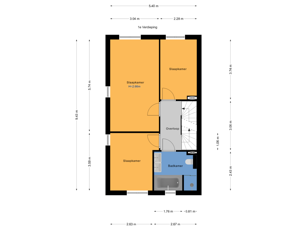 View floorplan of 1e Verdieping of Terras van Sion 22