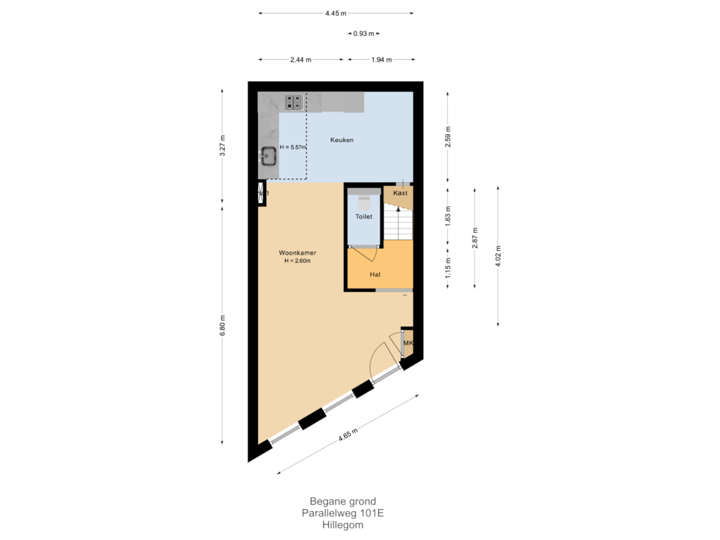 Bekijk plattegrond van Begane grond van Parallelweg 101-E