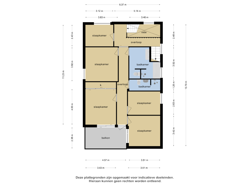 View floorplan of 1e verdieping of Burgemeester Magneestraat 21