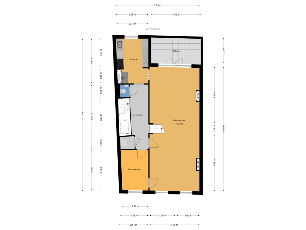 Bekijk plattegrond van 2e Verdieping van Obrechtstraat 214-A