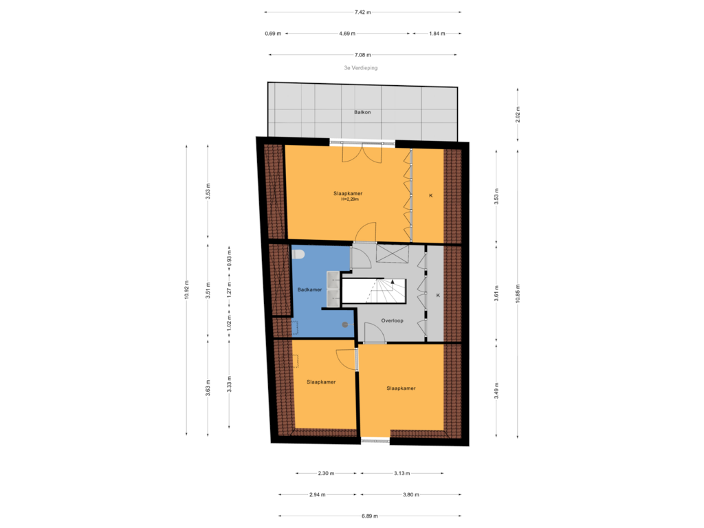 Bekijk plattegrond van 3e Verdieping van Obrechtstraat 214-A