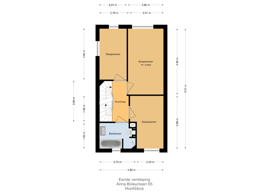 Bekijk plattegrond van Eerste verdieping van Anna Boleynlaan 65