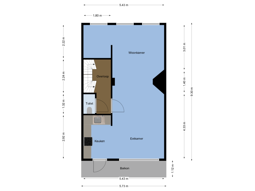 Bekijk plattegrond van Eerste verdieping van Croeselaan 267-BSA