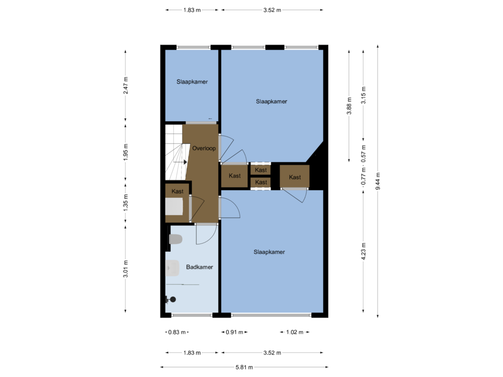 Bekijk plattegrond van Tweede verdieping van Croeselaan 267-BSA