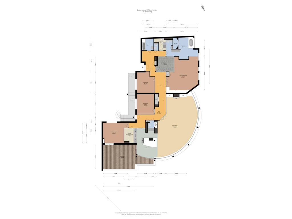 View floorplan of 3e verdieping of Dolderseweg 95-F