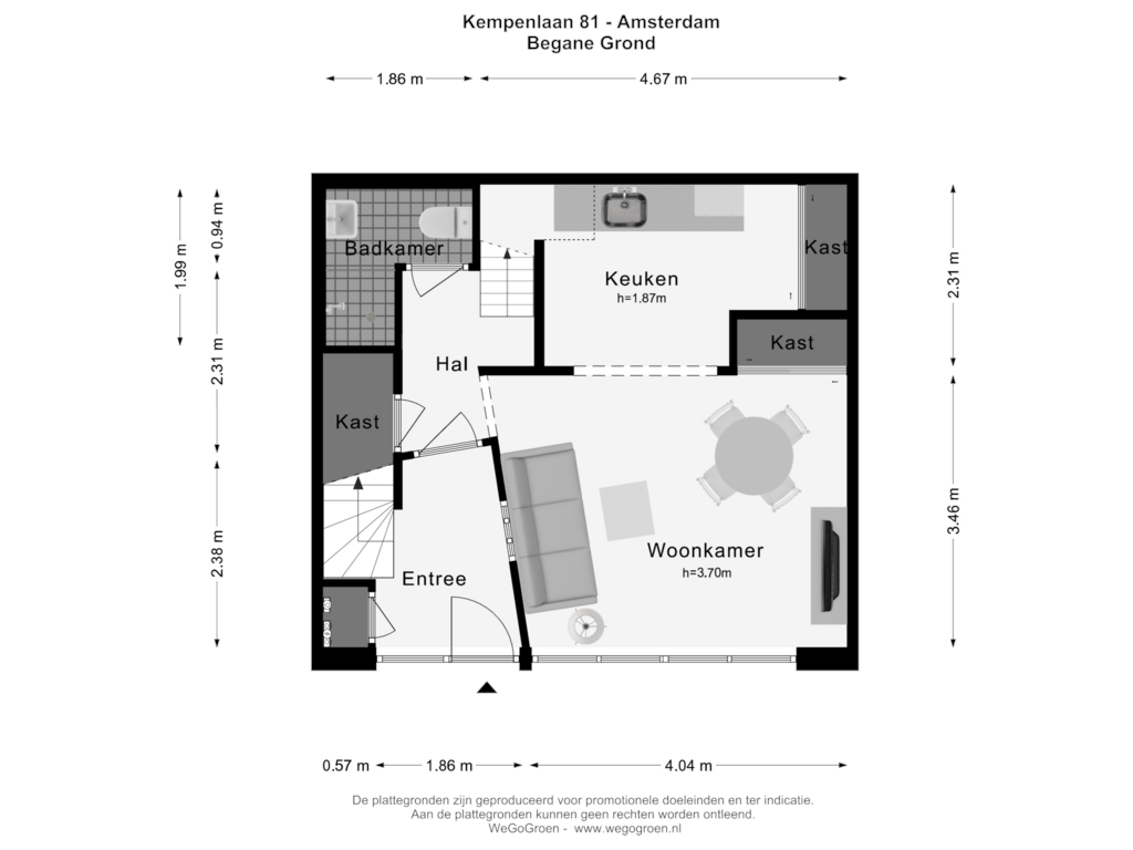 View floorplan of Begane Grond of Kempenlaan 81