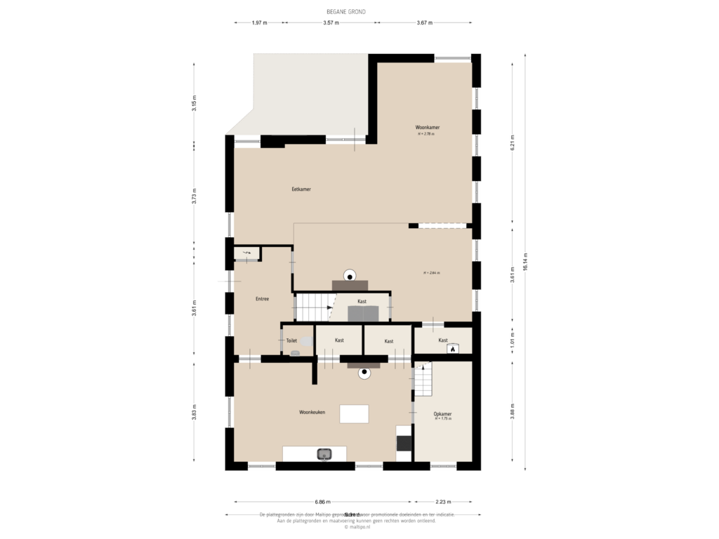 Bekijk plattegrond van Begane grond van Blankertseweg 17