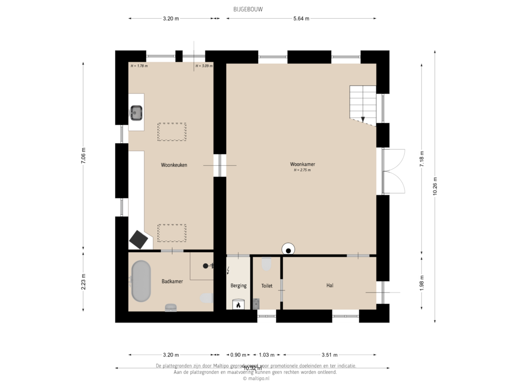 Bekijk plattegrond van Bijgebouw van Blankertseweg 17