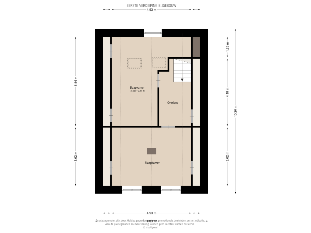 Bekijk plattegrond van Eerste verdieping bijgebouw van Blankertseweg 17