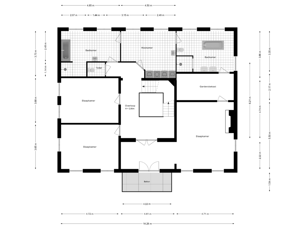 Bekijk plattegrond van 1e Verdieping van Schooteindseweg 6