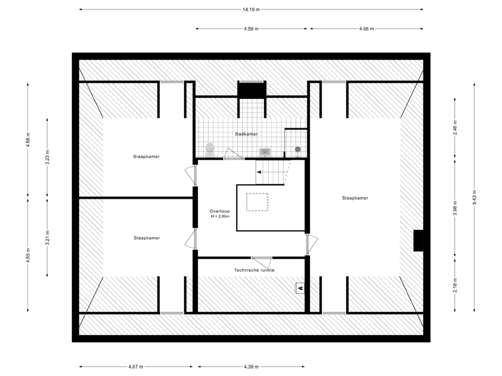 Bekijk plattegrond van 2e Verdieping van Schooteindseweg 6