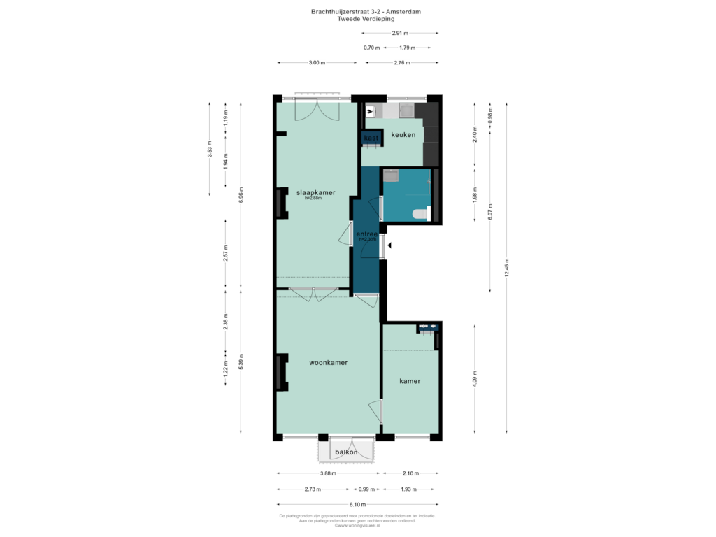 View floorplan of TWEEDE VERDIEPING of Brachthuijzerstraat 3-2