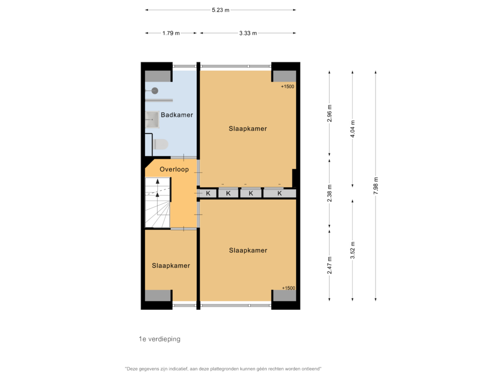 View floorplan of 1e verdieping of Starrebosstraat 3