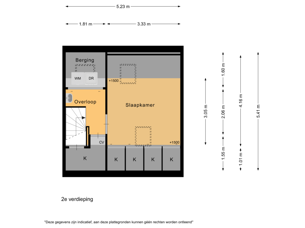 View floorplan of 2e verdieping of Starrebosstraat 3