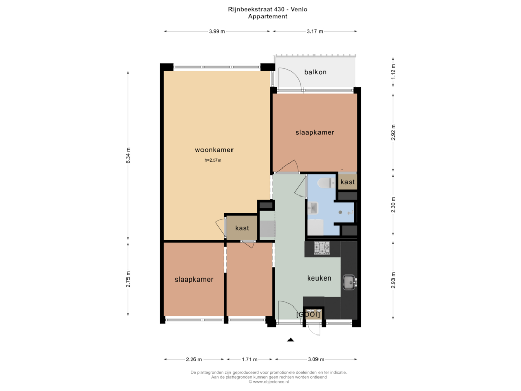 View floorplan of APPARTEMENT of Rijnbeekstraat 430