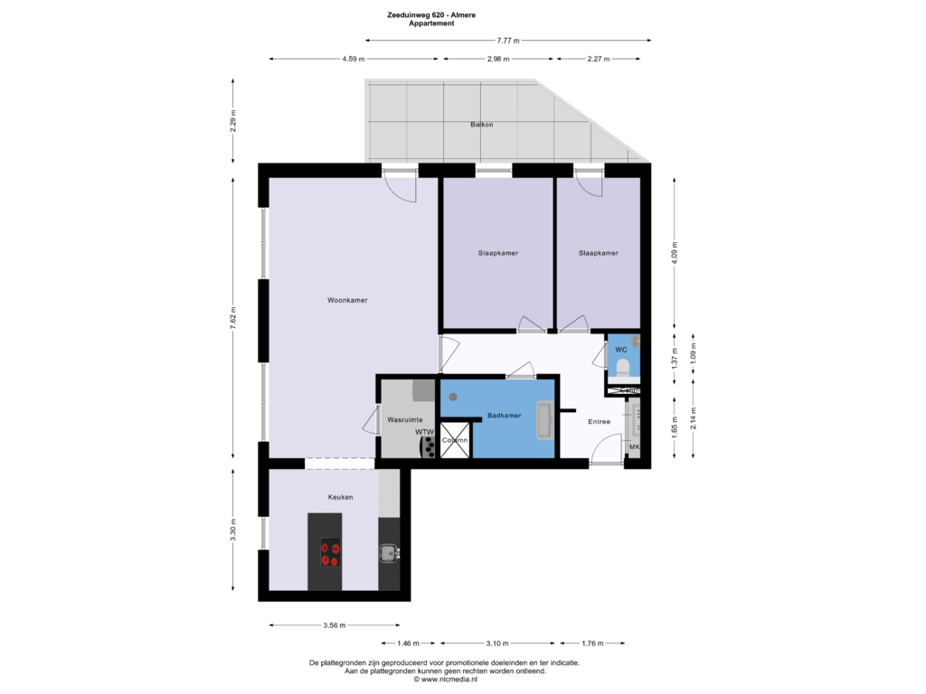 Bekijk plattegrond van Appartement van Zeeduinweg 620