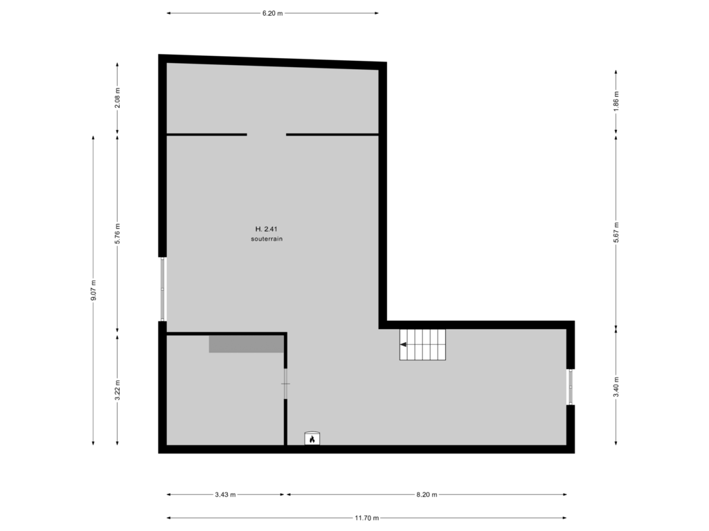 Bekijk plattegrond van Souterrain van Vissersstraat 31