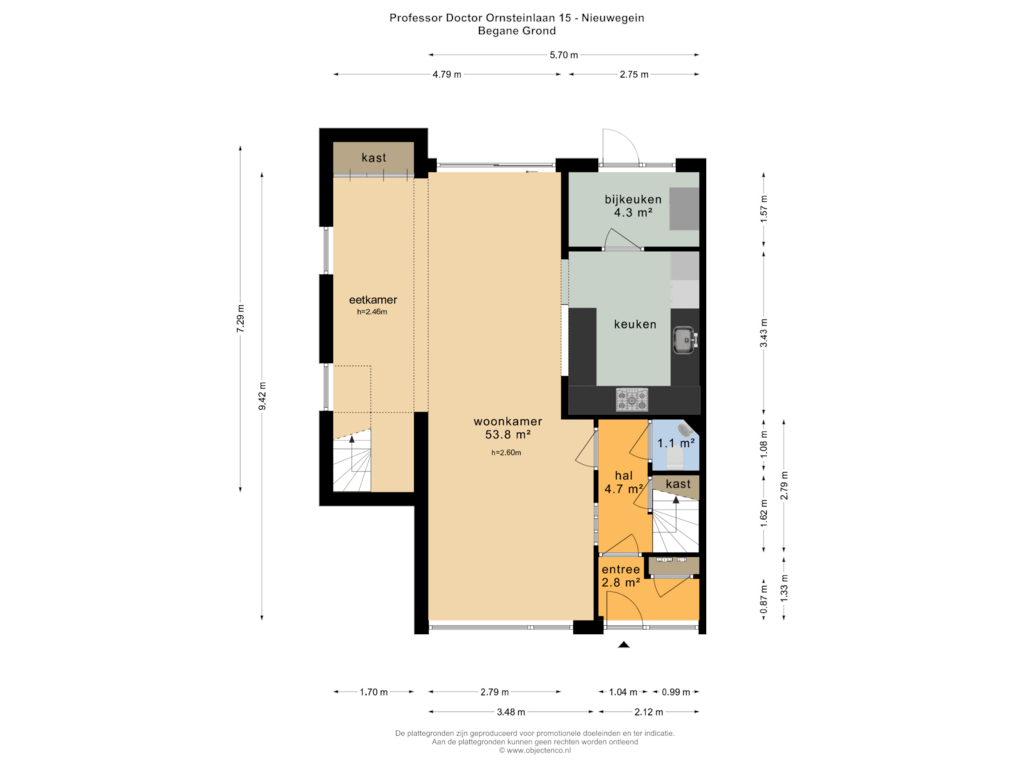 View floorplan of BEGANE GROND of Prof. Dr. Ornsteinlaan 15