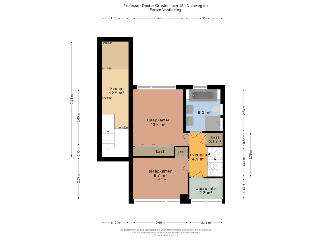 View floorplan of EERSTE VERDIEPING of Prof. Dr. Ornsteinlaan 15