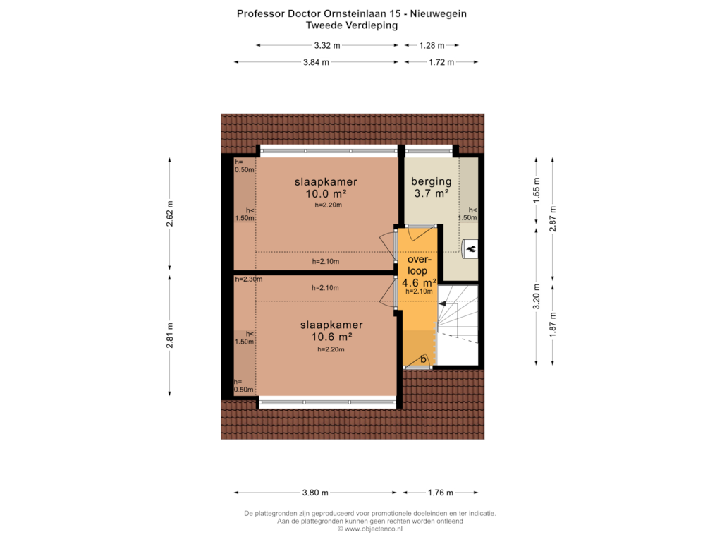 View floorplan of TWEEDE VERDIEPING of Prof. Dr. Ornsteinlaan 15