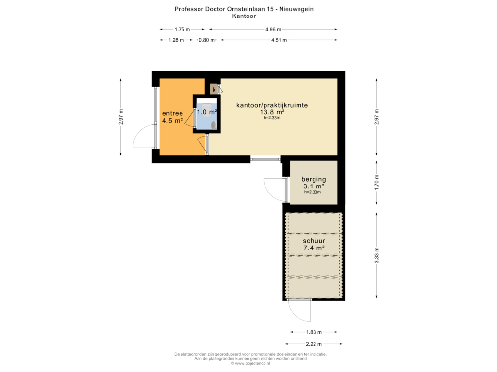 View floorplan of KANTOOR of Prof. Dr. Ornsteinlaan 15