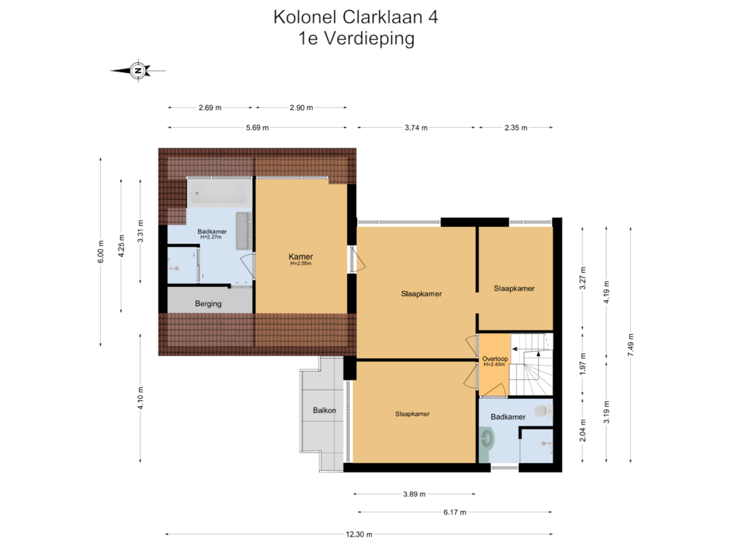 View floorplan of 1e Verdieping of Kolonel Clarklaan 4