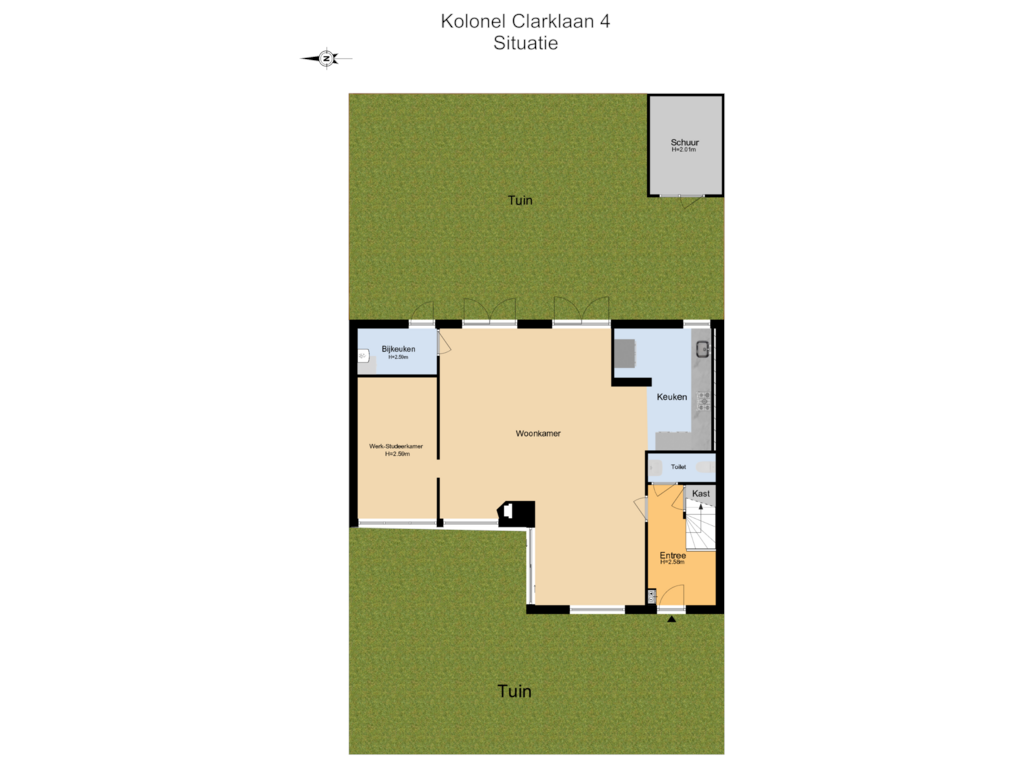 View floorplan of Begane Grond + Tuin of Kolonel Clarklaan 4