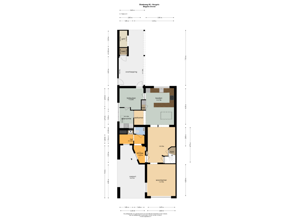 View floorplan of BEGANE GROND of Sloetsweg 60